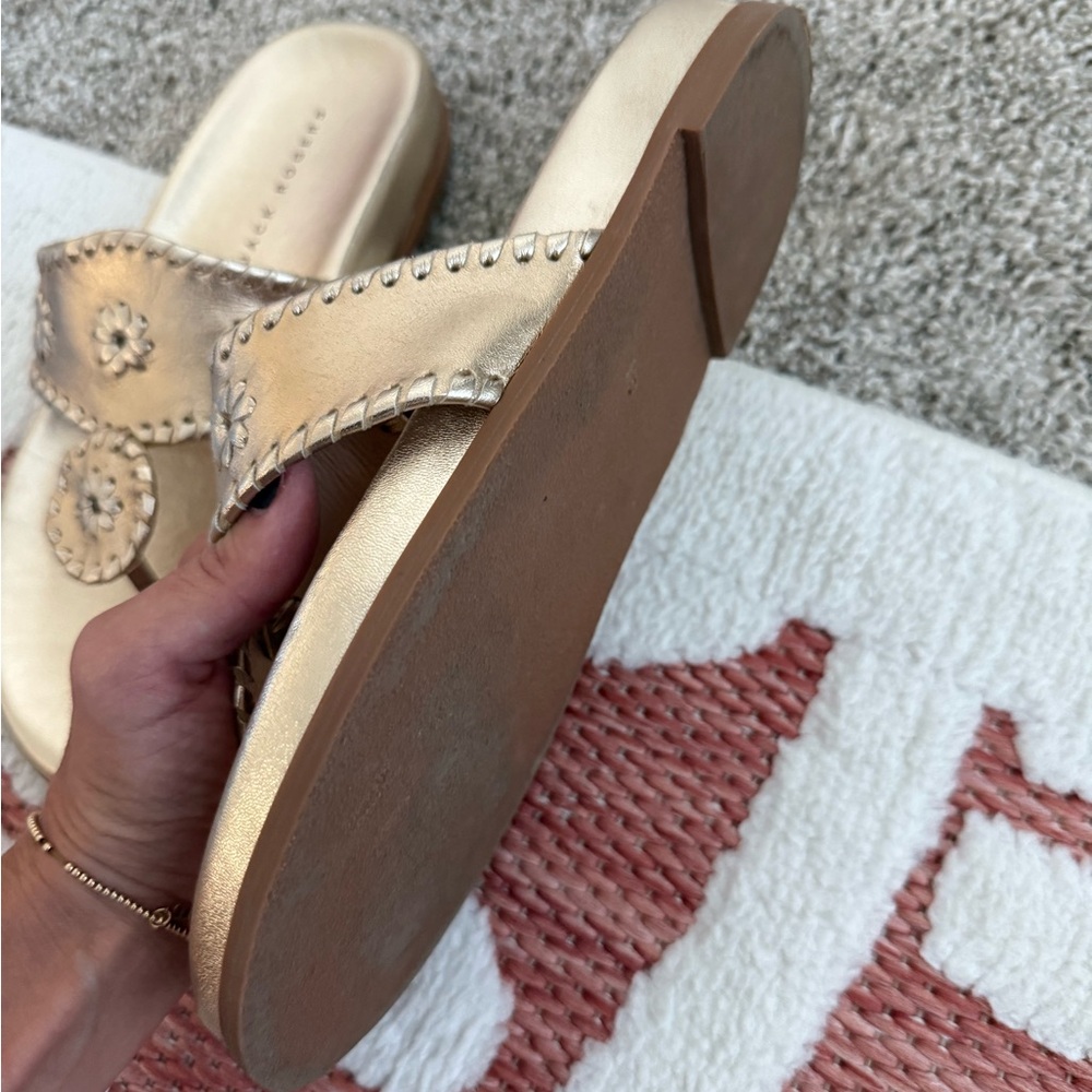 Jack Rogers Metallic Gold Floral Sandals - Picture 3 of 4